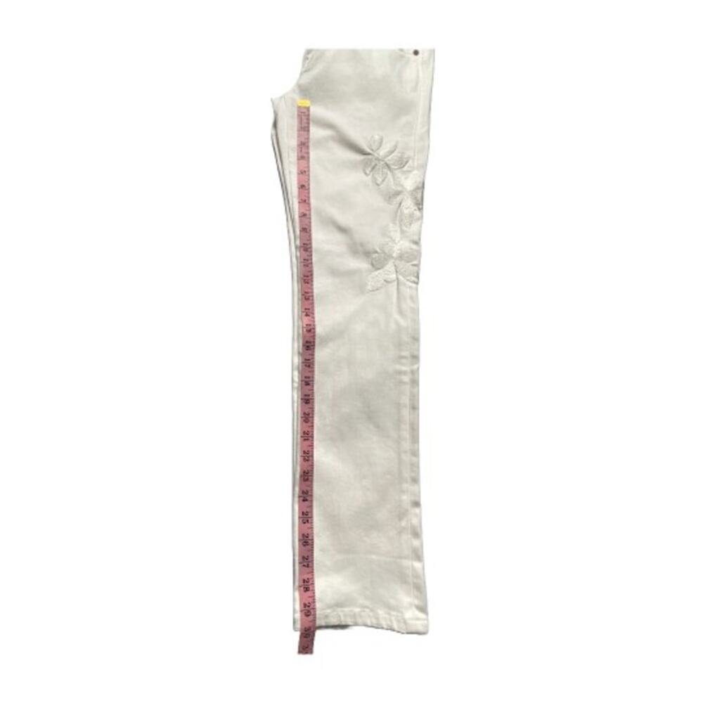 Cabi Slim Boyfriend Jeans Women 2 Cream Floral Embroidered Stretch - Picture 11 of 12